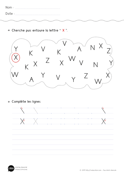 Écriture des lettres capitales GS - la lettre x 