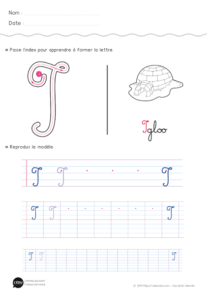 exercices d’écriture cursive à imprimer - la lettre i