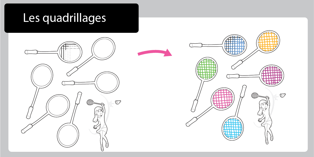 Graphisme le quadrillage en Maternelle - Les raquettes de badminton