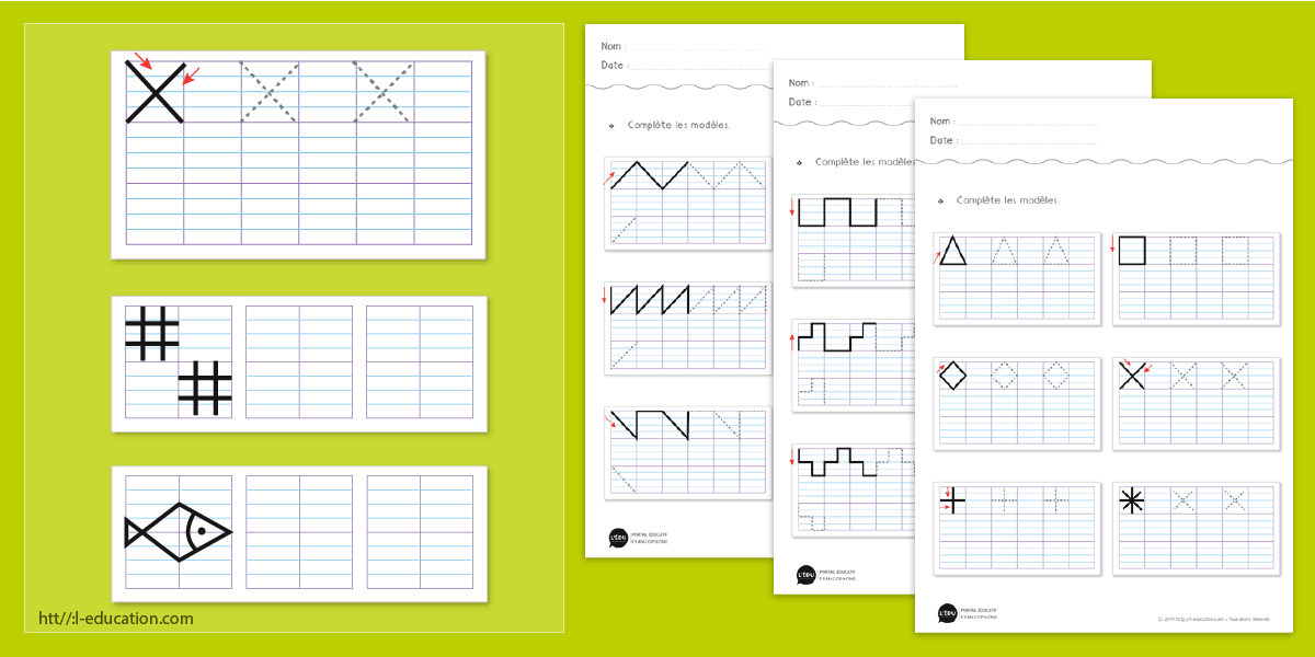 Graphisme lignes verticales et horizontales - Fiches de graphisme CP