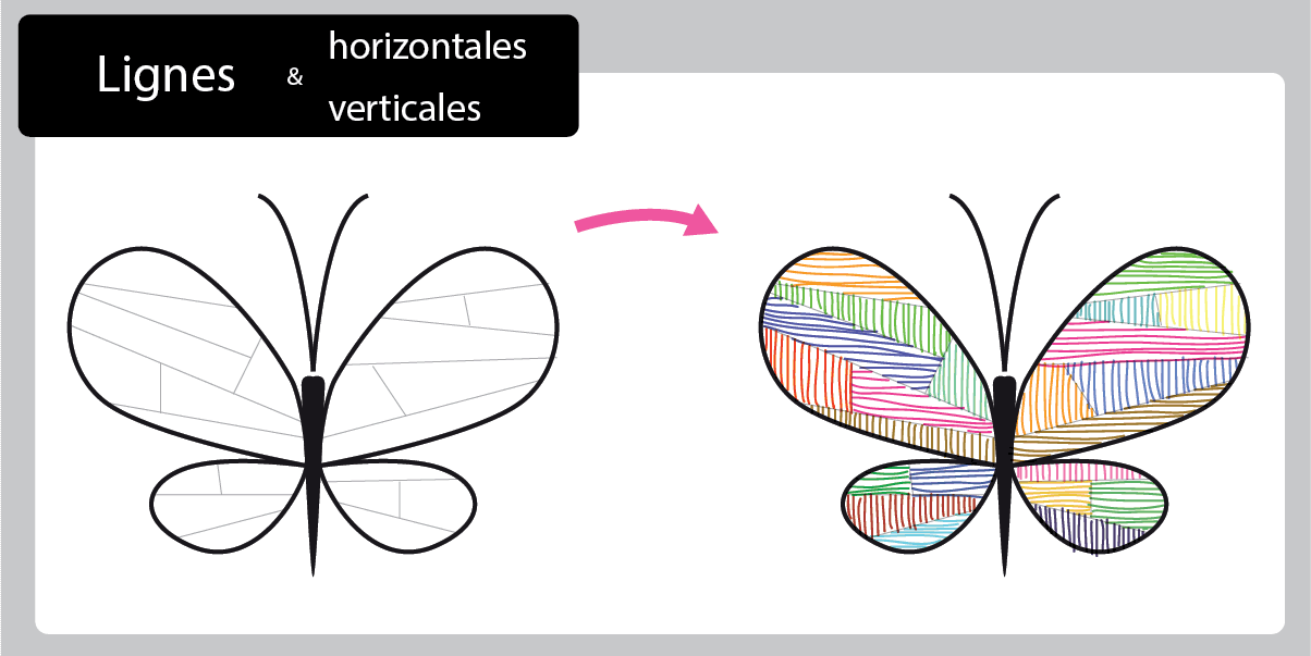 Graphisme les traits horizontaux et verticaux - Décoration : Le papillon