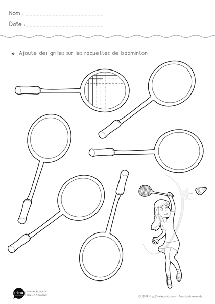 Graphisme le quadrillage en Maternelle - Les raquettes de badminton