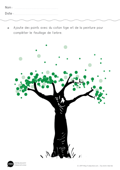 Graphisme le point en maternelle - Le feuillage des arbres