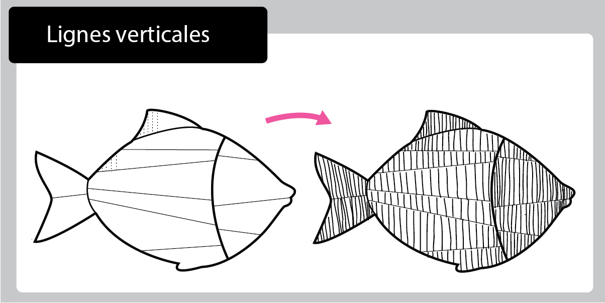Graphisme les traits verticaux - Le poisson abstrait