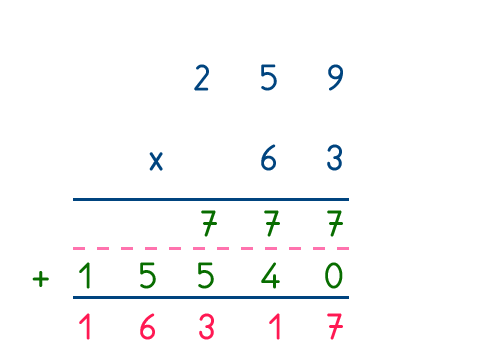 exercice de multiplication posée - Methode classique Étape 5-4